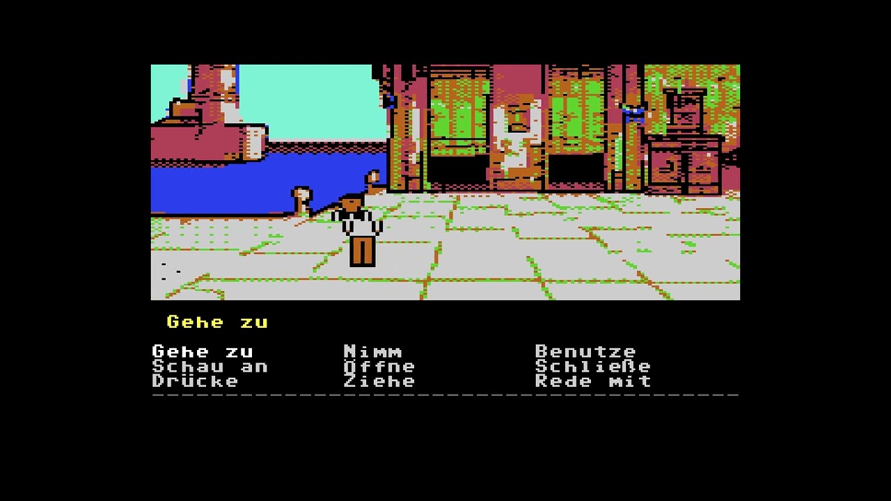 FABULA-Scrolltest mit einer breiten Hafenszene auf dem C64