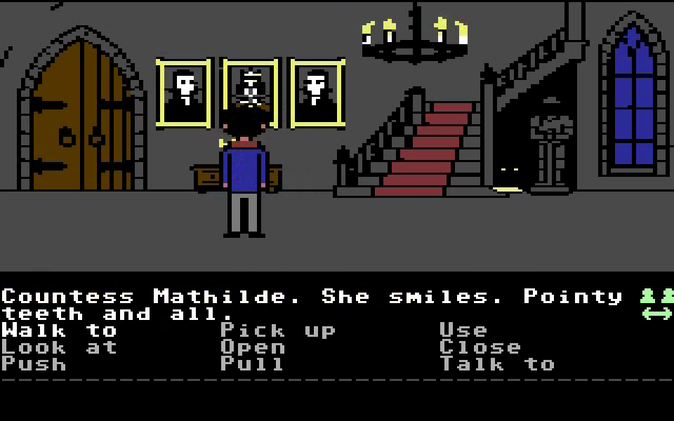 The entrance hall, a scrolling room